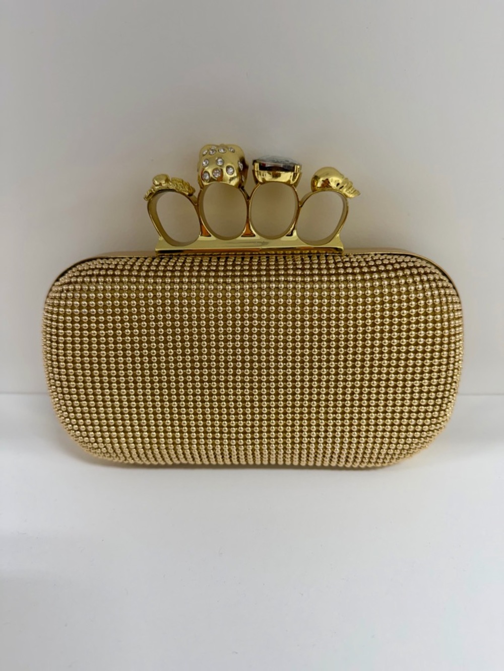 Gold Rhinestone Skull Knuckle Clutch Bag | Statement Evening Bag | NWOT - Picture 9 of 11